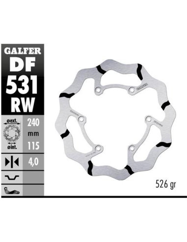 disco freno trasero galfer df531rw wave ranurado 240x4 mm yamaha yz fantic 6 tornillos o13