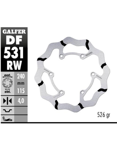 disco freno trasero galfer df531rw wave ranurado 240x4 mm yamaha yz fantic 6 tornillos o13