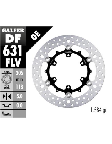 disco freno moto flotante galfer 305x5mm df631flv