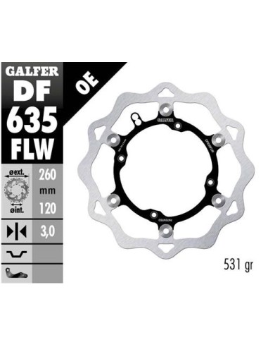 disco freno moto galfer wave flotante 260x3mm df63