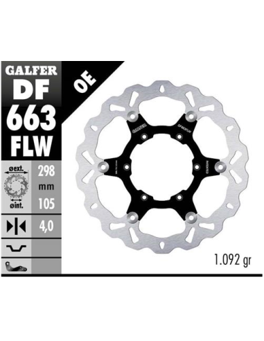 disco freno moto galfer wave flotante 298x4mm df66