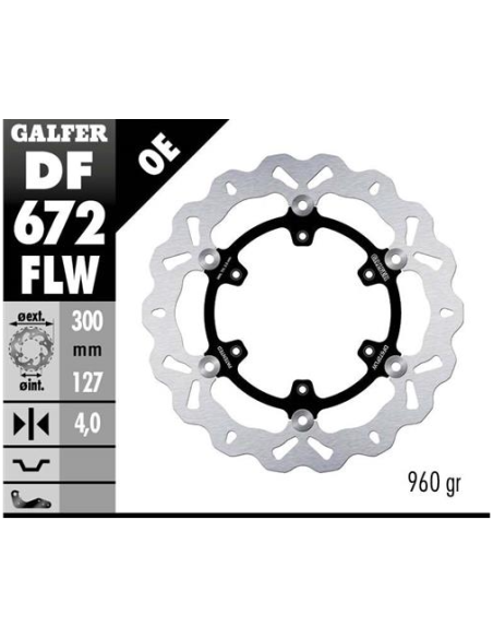 disco freno moto galfer wave flotante 300x4mm df67