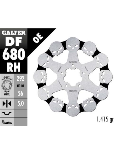 disco freno moto galfer skull design fijo df680rh