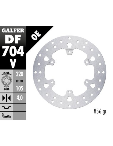 disco freno piaggio vespa galfer df704v 220x4 mm 6 tornillos o120 delantero trasero