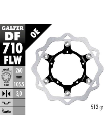 disco freno moto galfer wave flotante 260x3mm df71