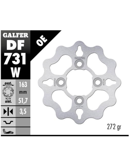 disco freno moto galfer wave fijo 163x3 5mm df731w