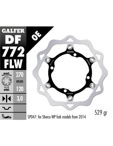 disco freno moto galfer wave flotante 270x3mm df77