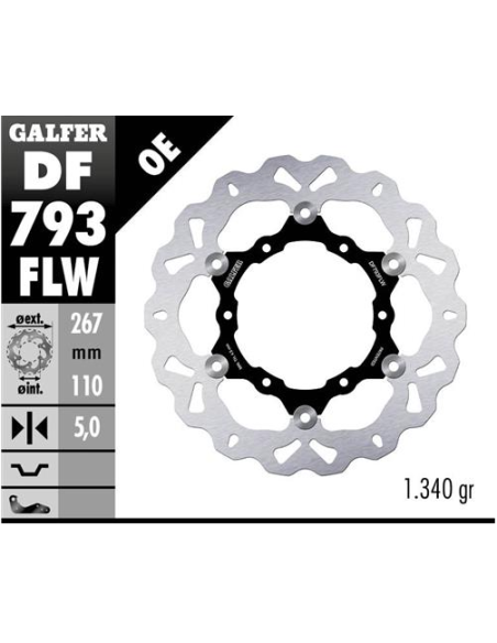 disco freno moto galfer wave flotante 267x5mm df79