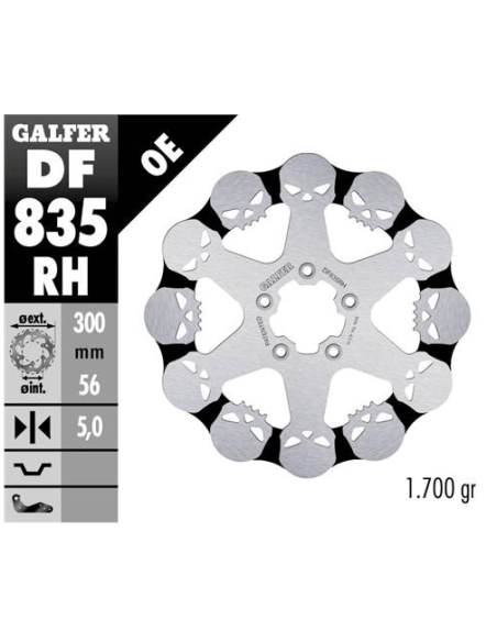 disco freno moto galfer skull design fijo df835rh