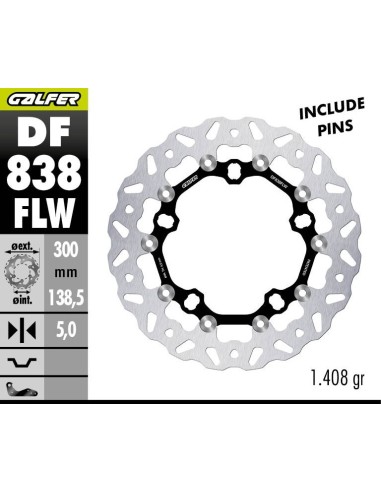 isco freno delantero wave flotante galfer df838flw harley flf flht flhx my14 300x5 mm