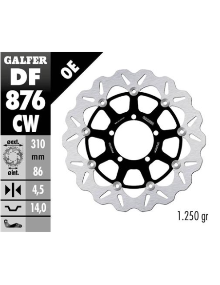 disco de freno delantero galfer df876cw wave flotante 310x4 5 mm