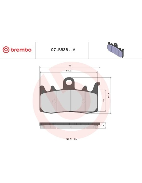 pastillas brembo 07bb38la sinterizado delantero