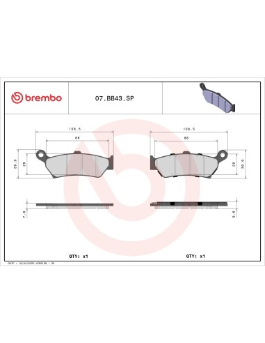 pastillas de freno traseras brembo 07bb43sp sinterizadas para bmw r 1300 gs