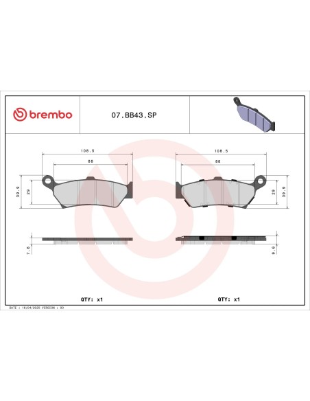 pastillas de freno traseras brembo 07bb43sp sinterizadas para bmw r 1300 gs