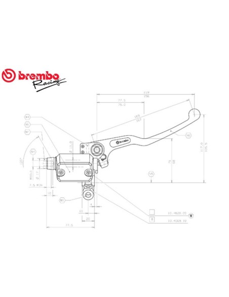 bomba de freno delantero brembo ps 11 10462082 maneta fija con deposito para moto