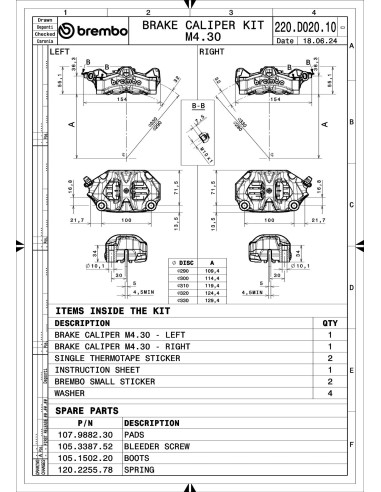 kit de pinzas de freno brembo stylema 220d02010 izquierda y derecha titanio 100 mm