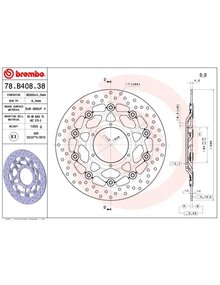 disco de freno moto brembo fijo serie oro 78b40838