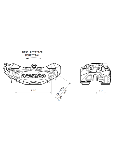 pinza brembo m32 derecha izquierda 100mm 920b69007