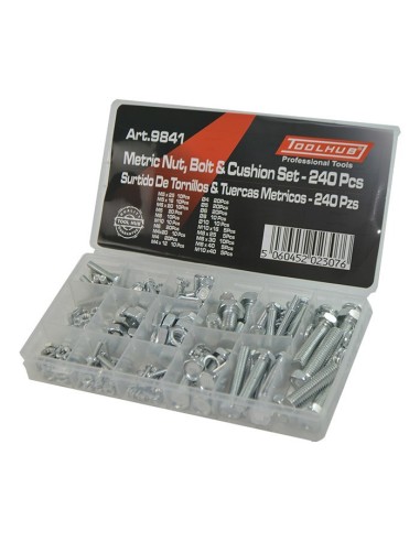 surtido tornillos y tuercas metricas toolhub 9841 para moto automocion 240 pzs