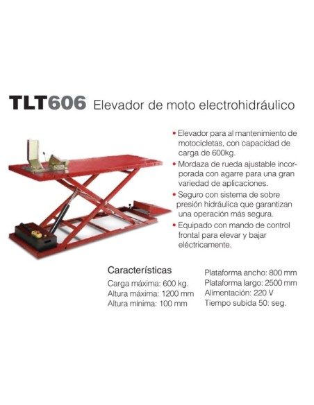 elevador electrohidraulico para motos launch tlt606 600 kg