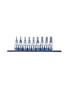 juego de 9 vasos con punta torx y cuadradillo de 1 4 pulgadas sobre carril king tony 2109p