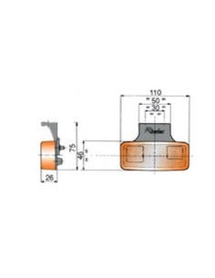 luz de posicion lateral rinder 17210 ambar con escuadra invertida y catadioptrico 2