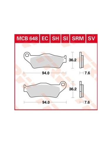 pastillas de freno moto trw mcb648si