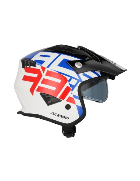 casco acerbis jet aria graphic sport 22 06 color blanco azul y rojo glossy 0026602 034