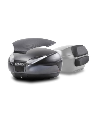 kit baul moto shad sh48 gris oscuro tapa carbono y respaldo d0b48306r