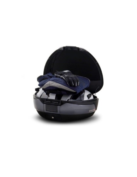 kit baul moto shad sh48 gris oscuro tapa carbono y respaldo d0b48306r
