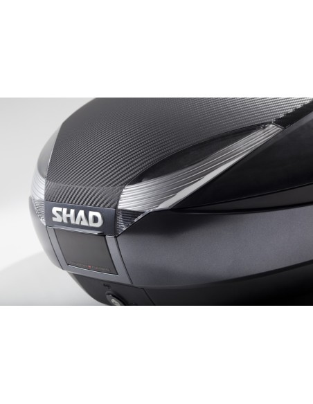 kit baul moto shad sh48 gris oscuro tapa carbono y respaldo d0b48306r