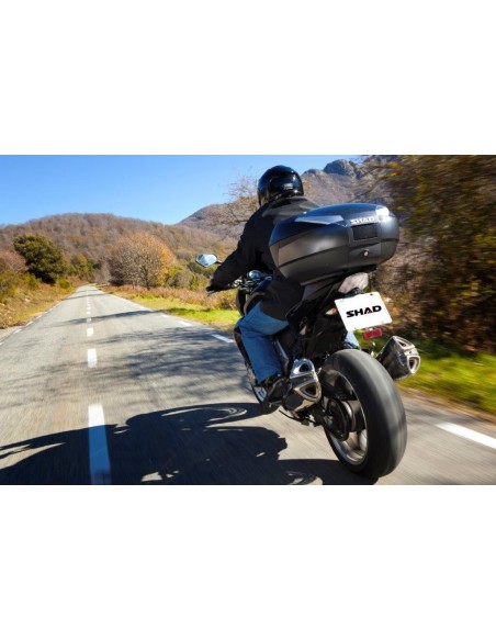 kit baul moto shad sh48 gris oscuro tapa carbono y respaldo d0b48306r
