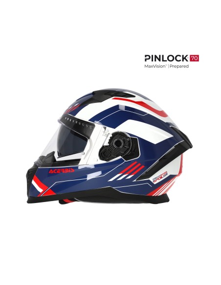 casco integral acerbis x way graphic homologacion 22 06 blanco azul y rojo 0026016 034