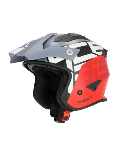 casco acerbis jet aria graphic sport 22 06 color gris y rojo mate talla xs