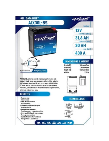 bateria moto aix30l bs agm