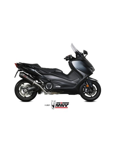 escape completo mivv 2x1 oval black tapa carbono yamaha t max 530 2017 19 560 2020 21