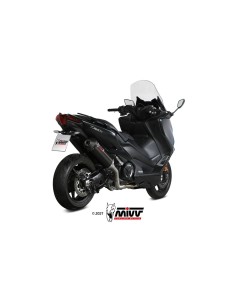 escape completo mivv 2x1 oval black tapa carbono yamaha t max 530 2017 19 560 2020 21 2