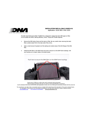 filtro de aire dna para kove 800 x p kv8e24 01