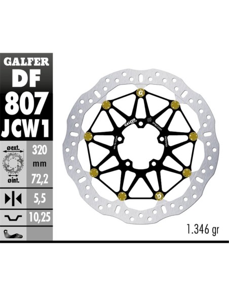 disco de freno delantero galfer df807jcw1g03 floatech racing 320x5 5 mm