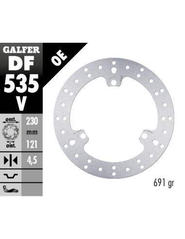 disco de freno moto galfer df535v trasero 230 mm yamaha nmax 125 150 155