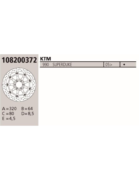 Disco BREMBO Genuine  KTM SUPERDUKE 990 108200372 | Motoauto