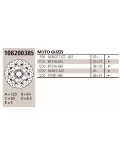 Disco BREMBO Genuine  GUZZI BREVA 1.0 108200385 | Motoauto