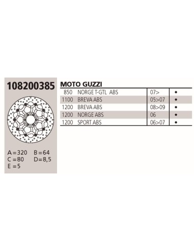 Disco BREMBO Genuine  GUZZI BREVA 1.0 108200385 | Motoauto