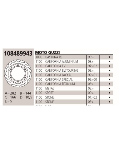 Disco BREMBO Genuine  GUZZI 800 DAYTONA 108489943 | Motoauto