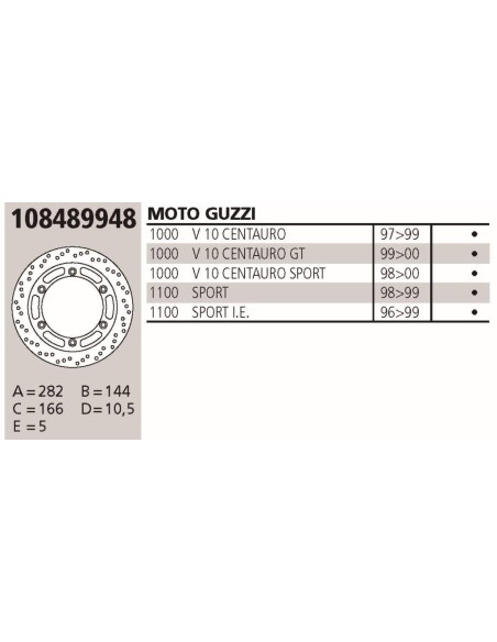Disco BREMBO Genuine  MOTO GUZZI 1000 108489948 | Motoauto