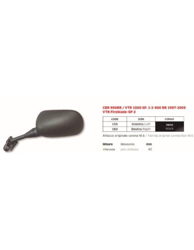 ESPEJO HONDA CBR900RR VTR1000 IZDO FAR159 | Motoauto