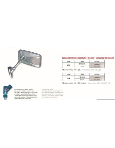 ESPEJO CROMADO UNIV IZDO 10X125 FAR233 | Motoauto