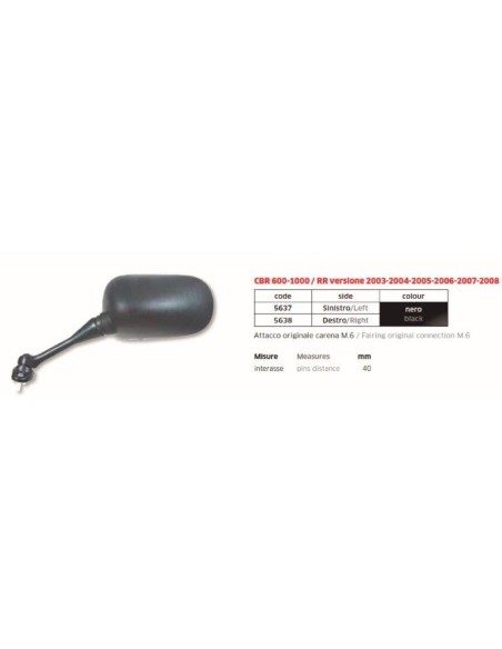 ESPEJO HONDA CBR 600-100RR 03-08 IZDO FAR5637 | Motoauto
