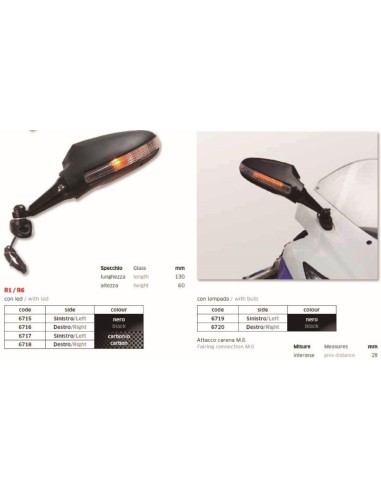ESPEJO R1 R6 DER. CARBONO FAR6718 | Motoauto