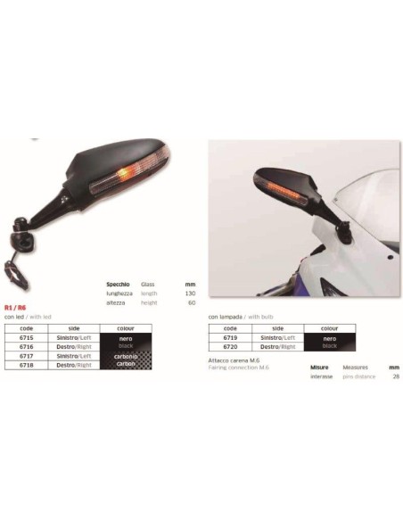 ESPEJO R1 R6 DER. CARBONO FAR6718 | Motoauto